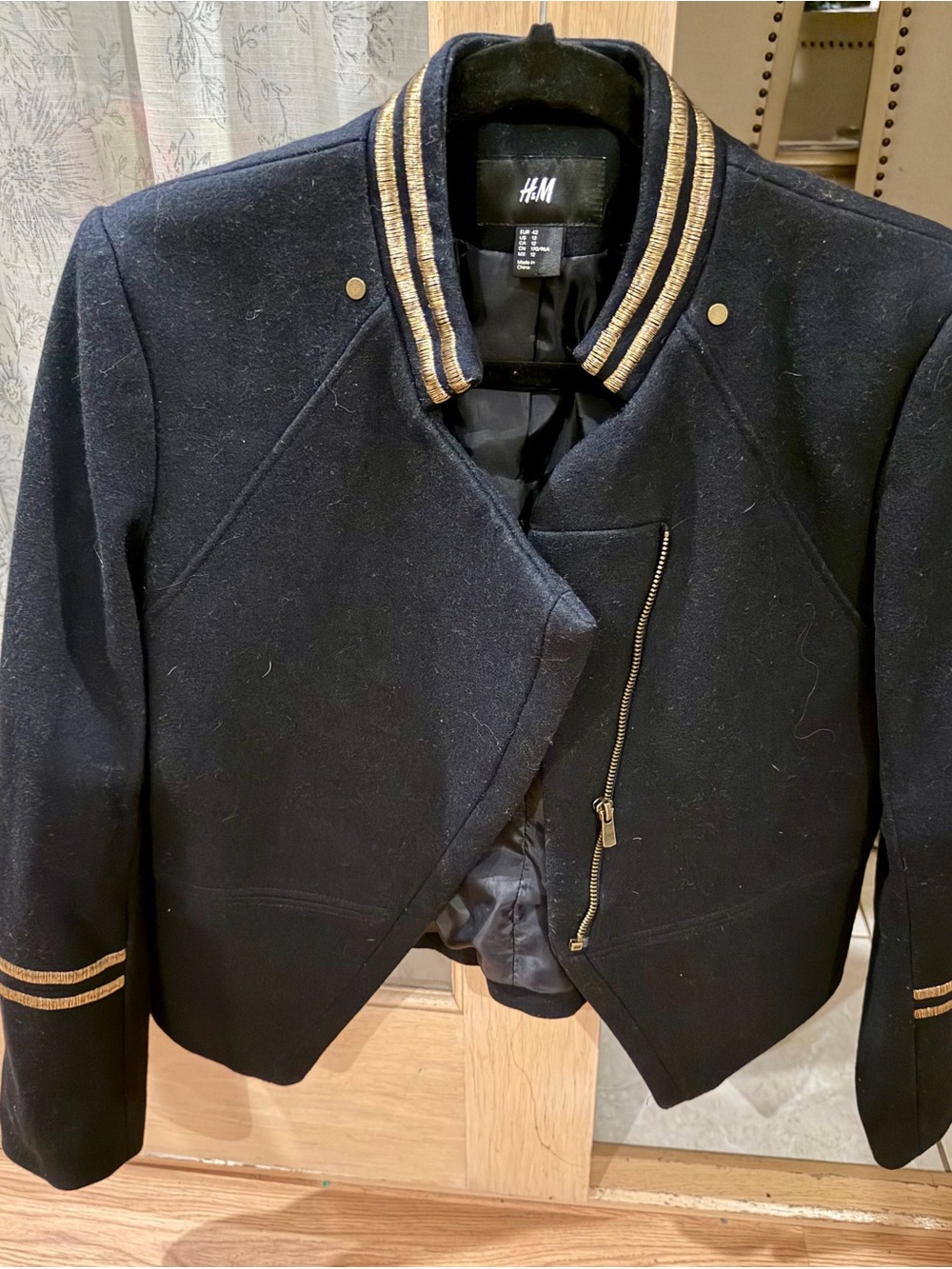 H&M Women's Navy Military-Inspired Zip Jacket